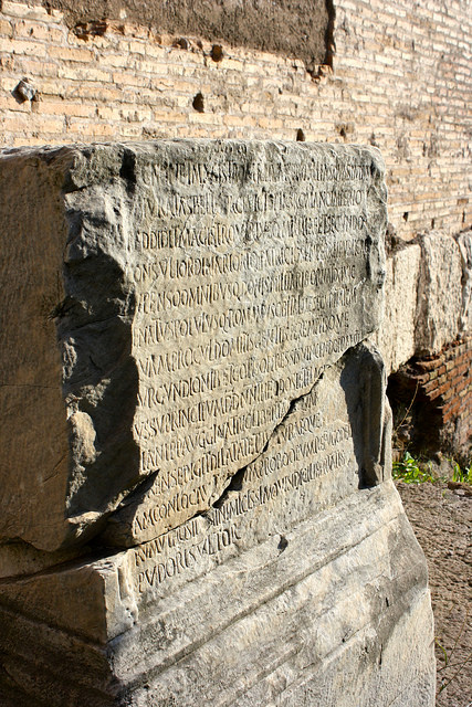 “Engravings at the Roman forum” by Trevor Huxham 2013 CC BY-NC-ND 2.0 “Engravings at the Roman forum” by Trevor Huxham 2013 CC BY-NC-ND 2.0